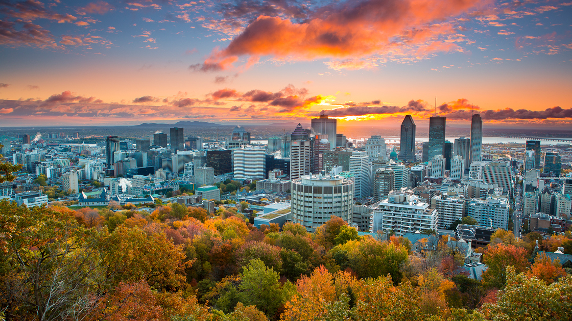 MTL-automne-couché de soleil et ville MTL-automne-couché de soleil et ville